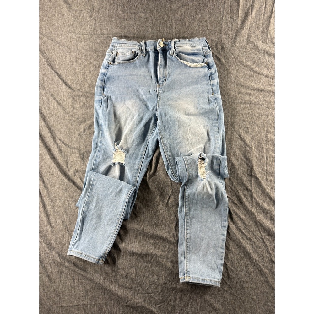 Mudd Womens Jeans Size 7 High Rise Jean Leggings Skinny Distressed Ripped Light